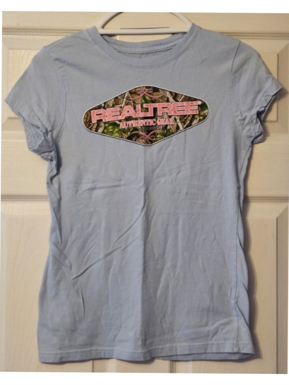 Realtree Pink Logo Tee - Light Blue S